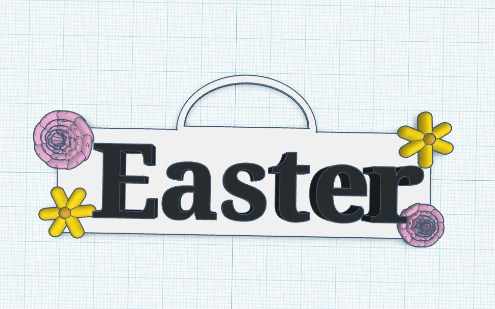 Mô hình 3D biển treo trang trí Easter kèm hoa xinh xắn - Image 1