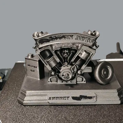 Mô hình Động cơ V8 - Cúp vinh danh cho Thợ máy, Trang trí Garage