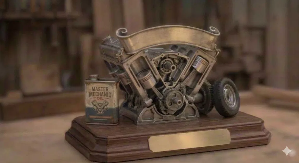 Mô hình Động cơ V8 - Cúp vinh danh cho Thợ máy, Trang trí Garage - Image 7