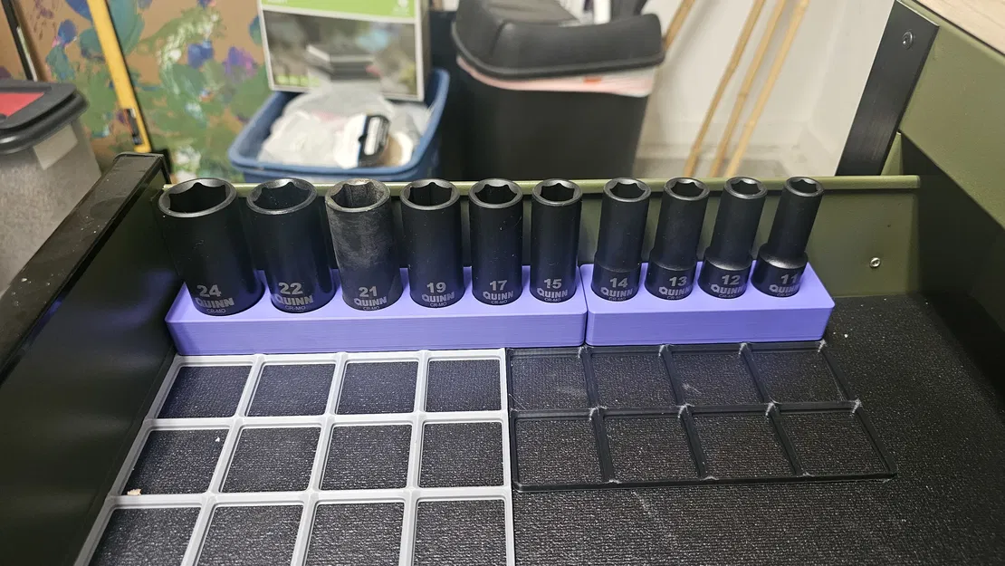 Khay Đựng Đầu Tuýp Sâu Quinn 1/2" Hệ Mét Chuẩn Gridfinity - Image 1