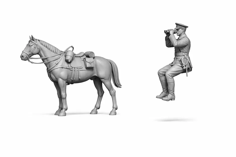 Mô hình sĩ quan cưỡi ngựa chi tiết cao cho sa bàn 3D - Image 1