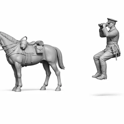 Mô hình sĩ quan cưỡi ngựa chi tiết cao cho sa bàn 3D