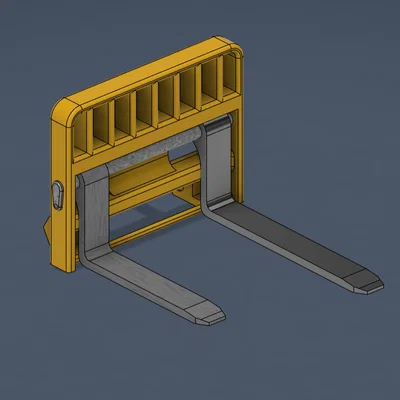 Mô hình 3D bộ càng nâng hàng Adjustable Pallet Forks cho xe công trình