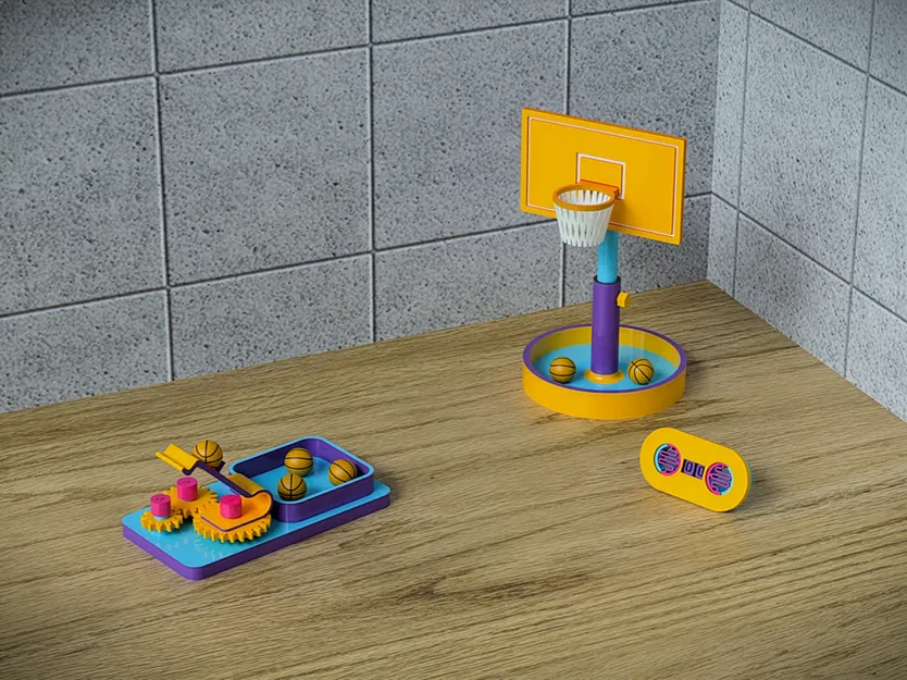 Miniature Arcade Basketball: Trò chơi bóng rổ để bàn với tháp pháo ngắm bắn - Image 1