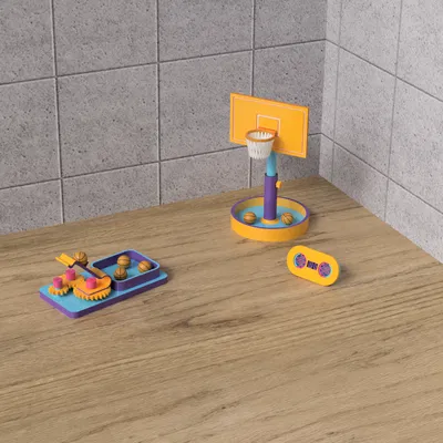 Miniature Arcade Basketball: Trò chơi bóng rổ để bàn với tháp pháo ngắm bắn