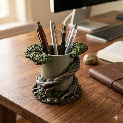 Ống cắm bút phong cách Bonsai (Bonsai style pen holder) in 3D