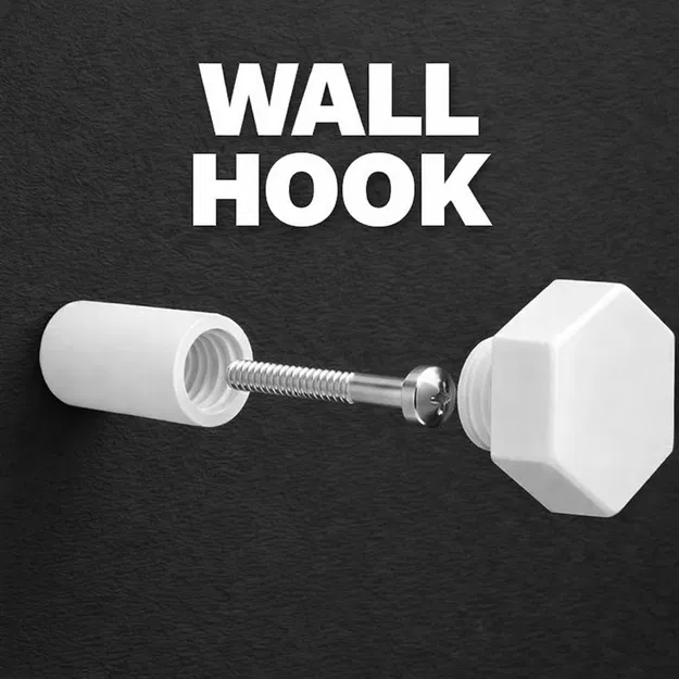 Móc Treo Tường Ẩn | Đế Vít Mô-đun | Nắp Thay Thế Đa Dạng (Cầu, Lục Giác, Kim Tự Tháp, Tối Giản) - Image 1