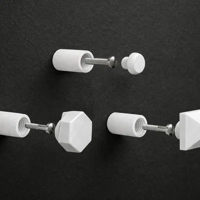Móc Treo Tường Ẩn | Đế Vít Mô-đun | Nắp Thay Thế Đa Dạng (Cầu, Lục Giác, Kim Tự Tháp, Tối Giản)