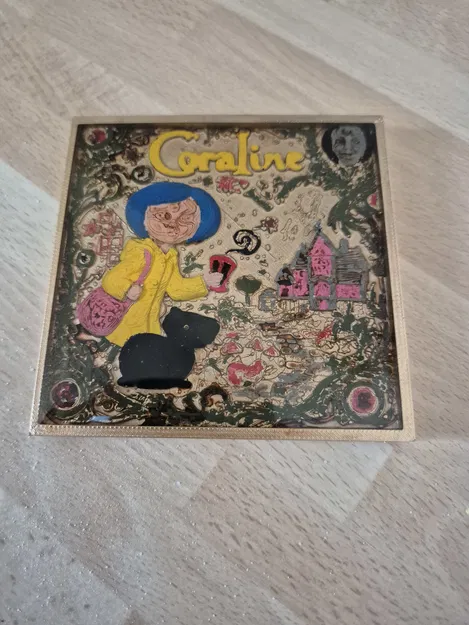 Miếng lót ly Coraline Coaster Plaque - Mẫu in 3D trang trí độc đáo - Image 1