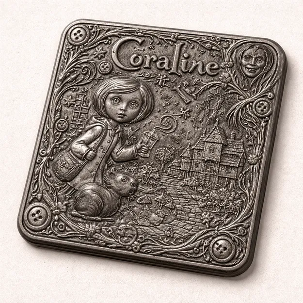 Miếng lót ly Coraline Coaster Plaque - Mẫu in 3D trang trí độc đáo - Image 3