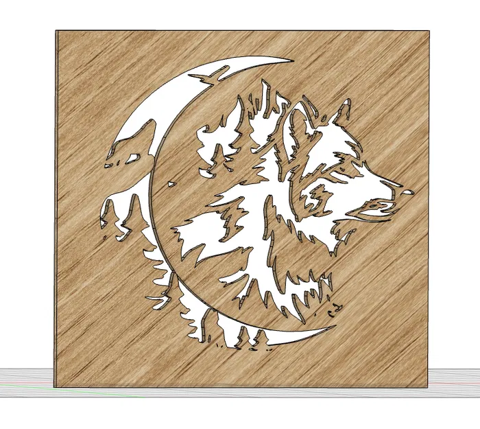 Thiết kế tranh gỗ cắt laser họa tiết Sói và Trăng ARTE&DISIGN GT222 - Image 2