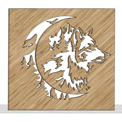 Thiết kế tranh gỗ cắt laser họa tiết Sói và Trăng ARTE&DISIGN GT222