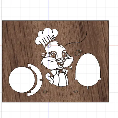 ARTE&DISIGN GT223 - Khuôn cắt hình thỏ đầu bếp cho máy cắt laser & in 3D