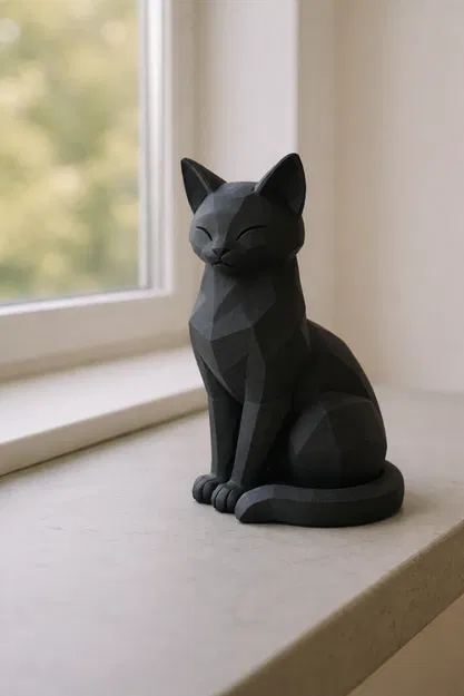 Mô hình tượng mèo phong cách Low-poly tinh tế trang trí nhà cửa - Image 1