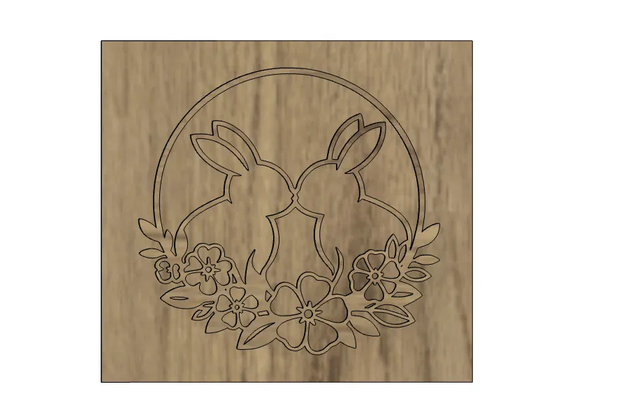 Hình khắc gỗ đôi thỏ trang trí ARTE&DISIGN GT224 nghệ thuật - Image 1