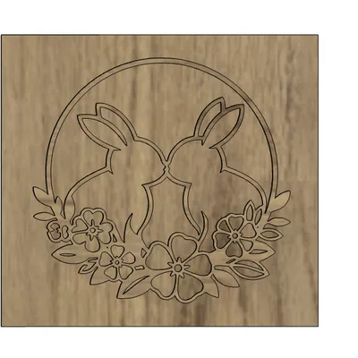 Hình khắc gỗ đôi thỏ trang trí ARTE&DISIGN GT224 nghệ thuật