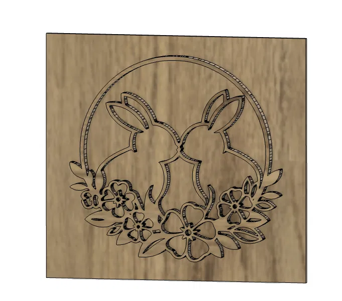 Hình khắc gỗ đôi thỏ trang trí ARTE&DISIGN GT224 nghệ thuật - Image 2