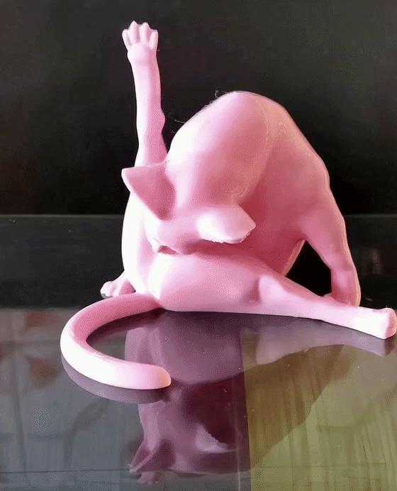 Mô hình in 3D: Mèo Đang Chải Chuốt - Thumbnail 1