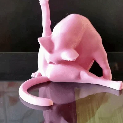 Mô hình in 3D: Mèo Đang Chải Chuốt