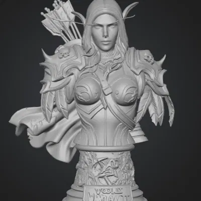 Mô hình tượng bán thân Sylvanas Windrunner 3D sắc nét