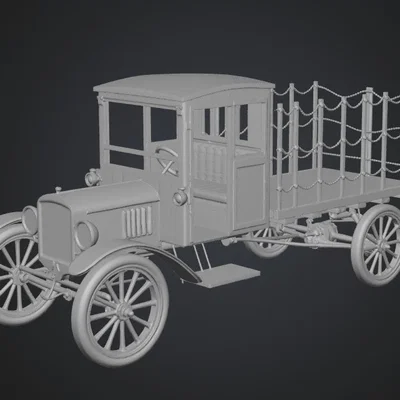 Mô hình xe tải cổ Ford TT Wagon Carriage in 3D chi tiết