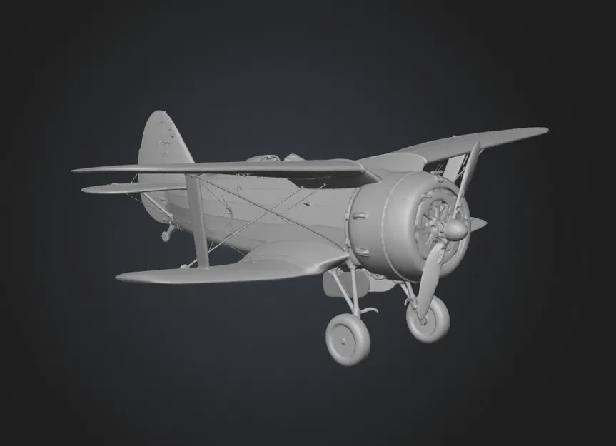Mô hình in 3D máy bay tiêm kích Liên Xô Polikarpov I-153 (1939) - Image 1