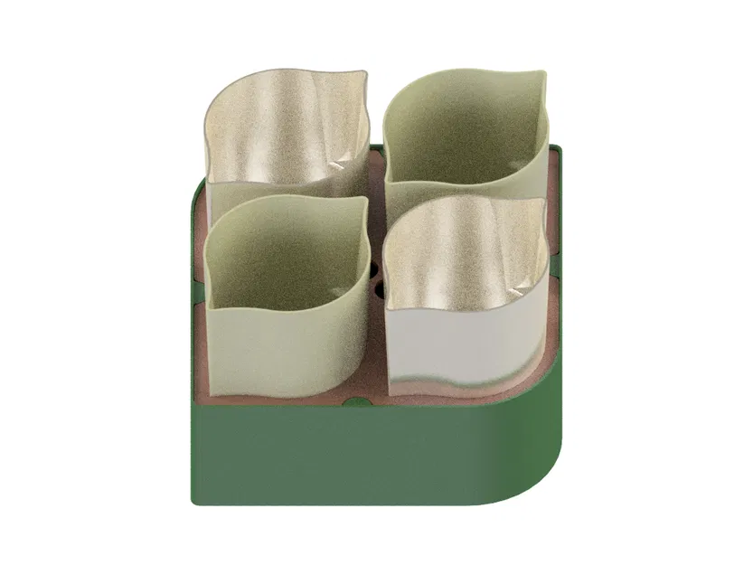 Khay Ươm Hạt Giống 4 Cốc Tự Tưới — Bộ STL 3 Phần In Không Cần Support - Image 2