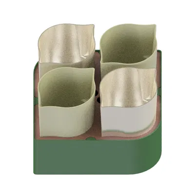 Khay Ươm Hạt Giống 4 Cốc Tự Tưới — Bộ STL 3 Phần In Không Cần Support