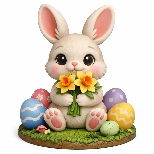 Mô hình chú thỏ Phục sinh xinh xắn in 3D decor trang trí - Image 2