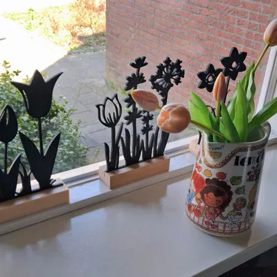 Mô hình trang trí cửa sổ hình hoa 3D tinh tế và dễ thương