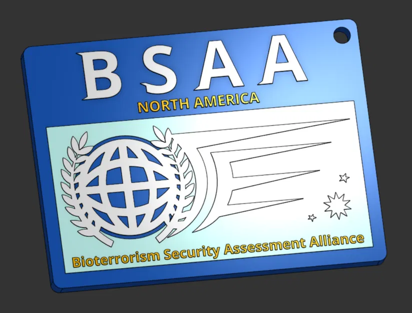 Móc khóa huy hiệu BSAA từ Resident Evil - File in 3D chi tiết - Image 2