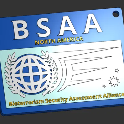 Móc khóa huy hiệu BSAA từ Resident Evil - File in 3D chi tiết