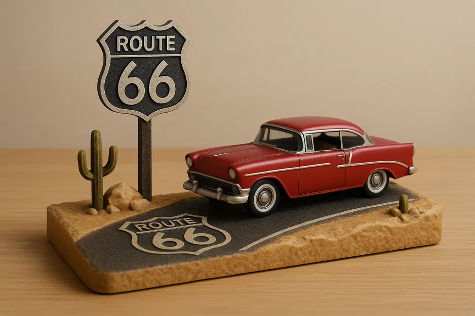 Mô hình tiểu cảnh xe cổ Route 66 trang trí phong cách Retro - Image 1
