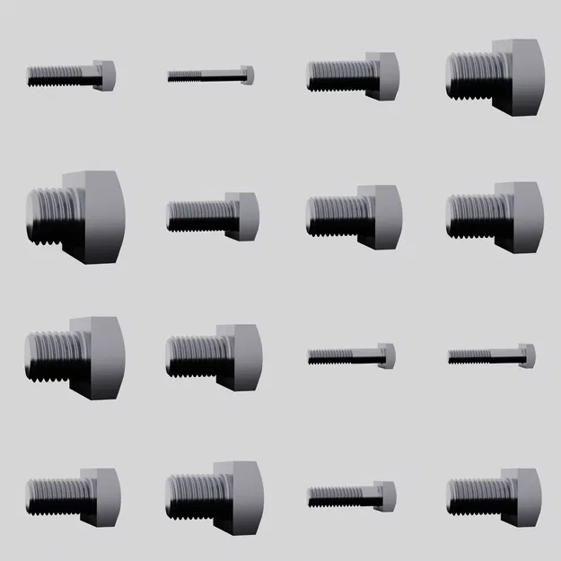 Trọn bộ ASME B18.2.1.1 | Đủ kích thước inch | 60mm | File STL ốc vít tối ưu cho in 3D - Image 2