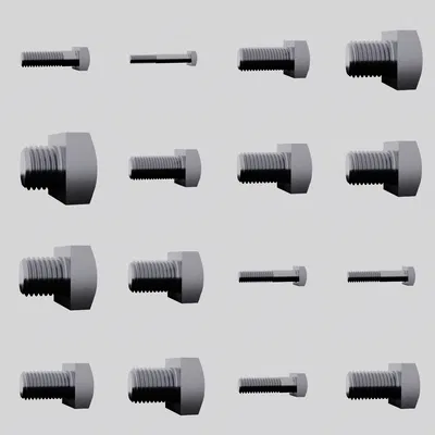 Trọn bộ ASME B18.2.1.1 | Đủ kích thước inch | 60mm | File STL ốc vít tối ưu cho in 3D