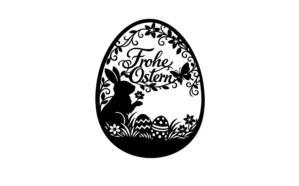 Frohe Ostern – Silhouette chú thỏ và trứng phục sinh 2 - Image 1