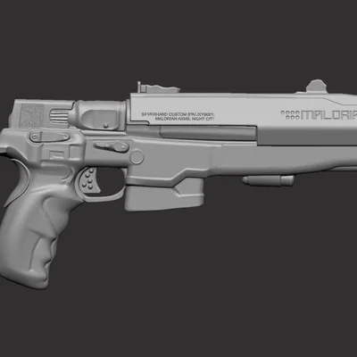 Mô hình súng Malorian Arms 3516 của Johnny Silverhand - Cyberpunk 2077