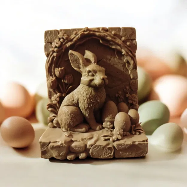 Chú Thỏ Giữa Những Cánh Hoa Xuân – Phù Điêu Thỏ Phục Sinh - Image 1