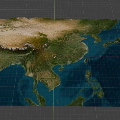 Mô hình bản đồ địa hình Châu Á (Asia Map) sắc nét