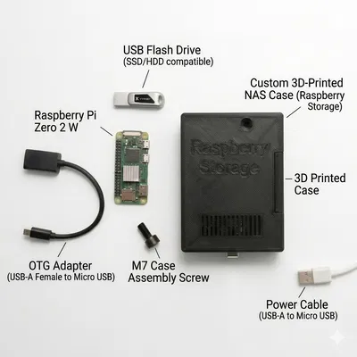 Vỏ Case Mini NAS cho Raspberry Pi Zero 2 W