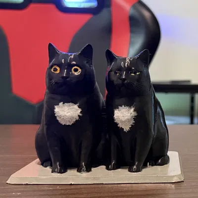 Tượng 2 bé mèo béo ú