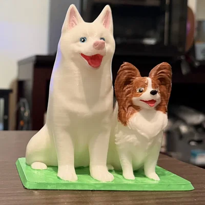 Tượng 2 chú cún cưng siêu đáng yêu
