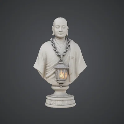 Tượng Bán Thân Vị Sư Kèm Đèn Lồng – Hình Tượng Thanh Tịnh