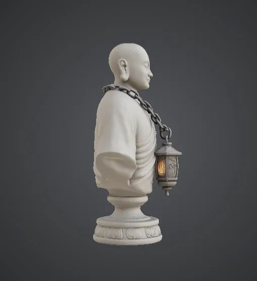 Tượng Bán Thân Vị Sư Kèm Đèn Lồng – Hình Tượng Thanh Tịnh - Image 2