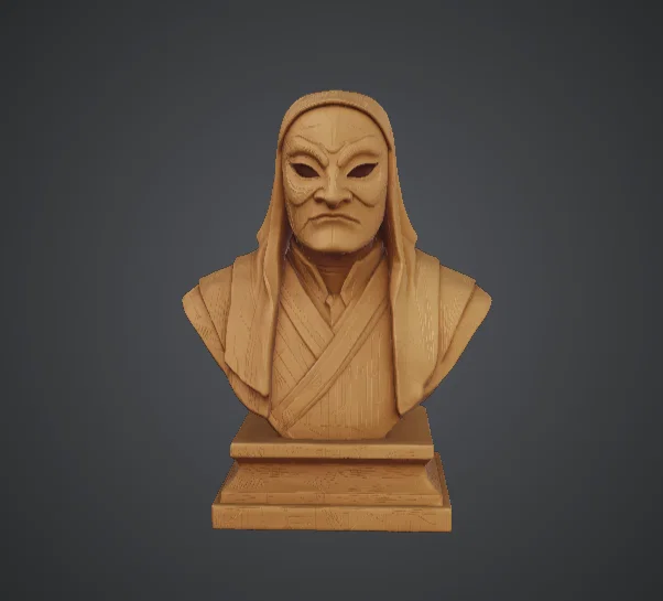 Tượng bán thân chiến binh đeo mặt nạ - Chiến binh đội mũ trùm với mặt nạ chạm khắc - Image 1