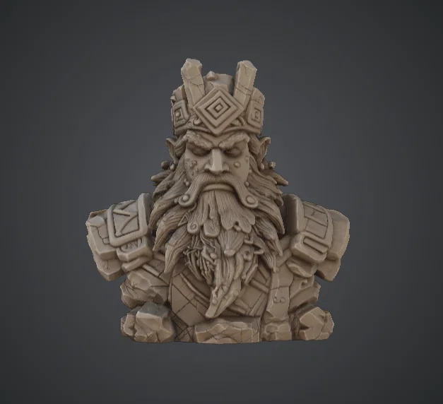 Tượng Bán Thân Vua Lùn – Chân Dung Chiến Binh Râu Dài Mặc Giáp - Image 1