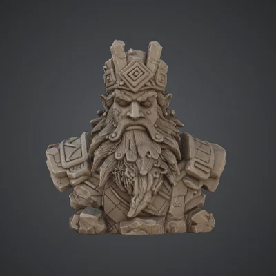 Tượng Bán Thân Vua Lùn – Chân Dung Chiến Binh Râu Dài Mặc Giáp