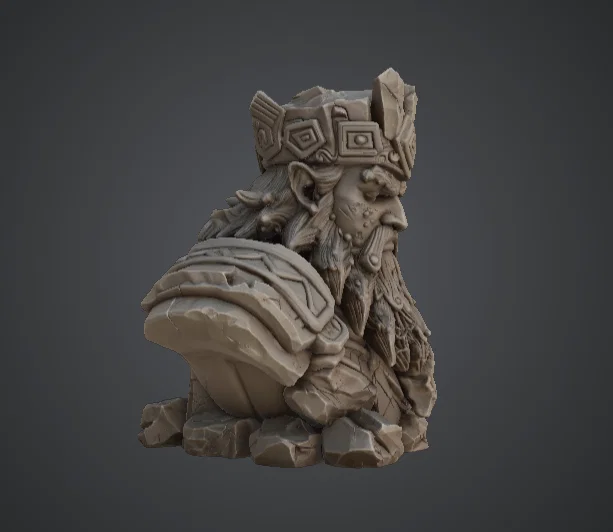 Tượng Bán Thân Vua Lùn – Chân Dung Chiến Binh Râu Dài Mặc Giáp - Image 2