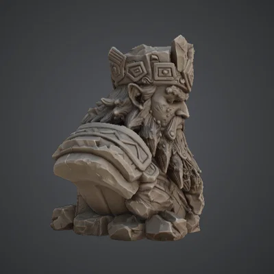 Tượng Bán Thân Vua Lùn – Chân Dung Chiến Binh Râu Dài Mặc Giáp