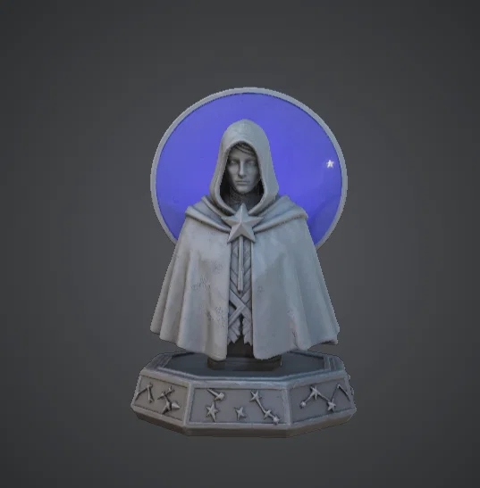 Tượng Bán Thân Pháp Sư Thiên Giới – Phù Thủy Trùm Mũ Với Vòng Hào Quang - Image 1